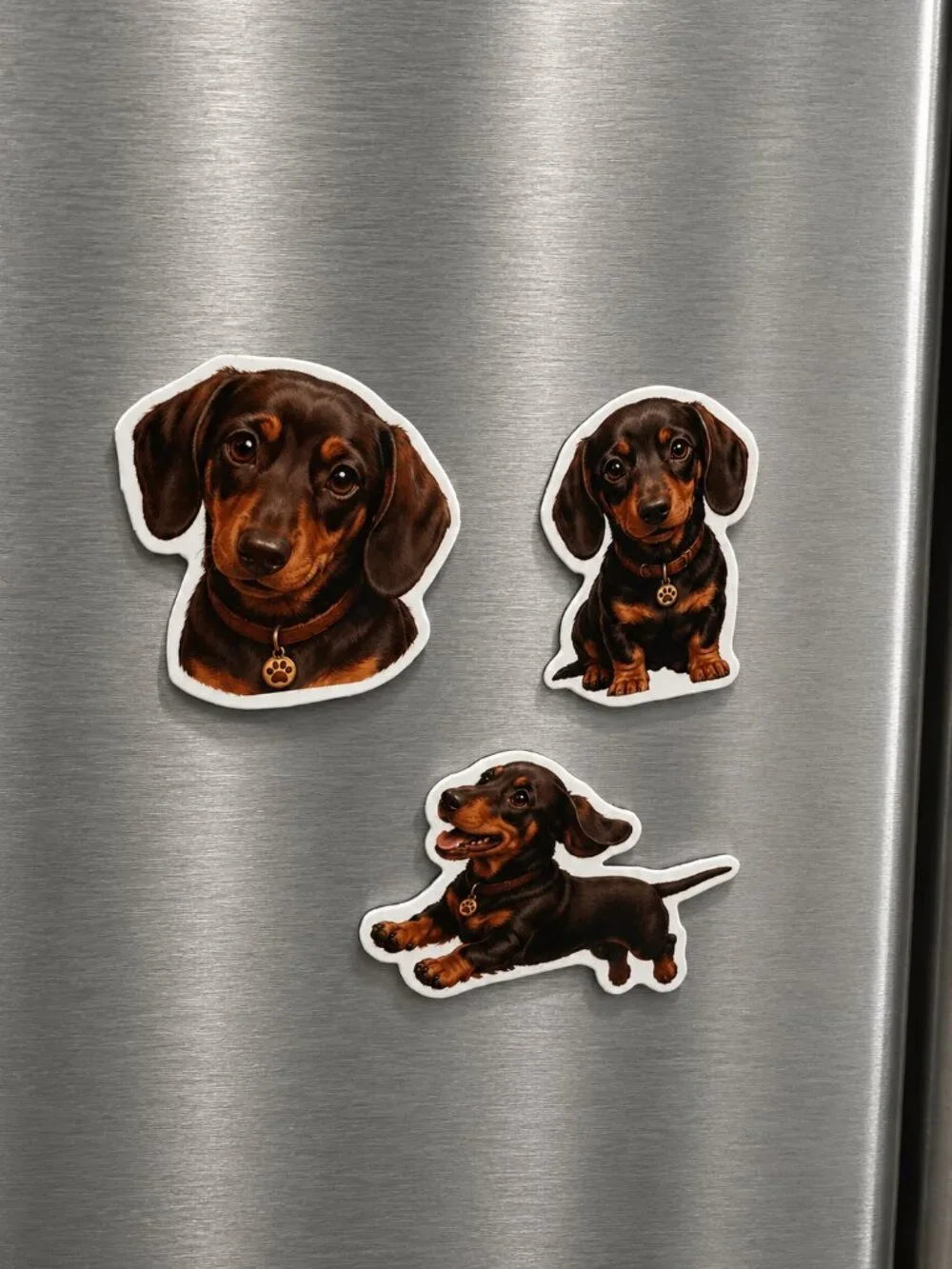 3 Dachshund Dog Magnets Wiener Dog Puppy Refrigerator Fridge Decor Gift